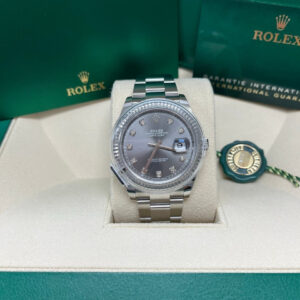 Rolex Datejust41 18k White Gold & Steel/ Dark Rhodium Diamond Dial/ Jubilee