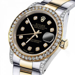 Rolex Men’s Rolex 36mm Datejust 2 Two Tone Black Color Dial with Diamonds Bezel+ lugs