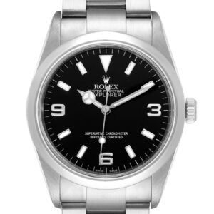 Rolex Explorer I Black Dial Stainless Steel Mens Watch 114270 Box Papers