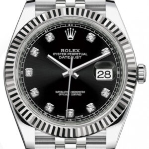 Rolex Datejust 41 Stainless Steel Black Diamond Dial Watch 126334