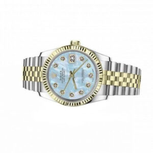 Rolex Ladies Vintage Rolex 26mm Datejust Two Tone Baby Blue MOP Mother Of Pearl Dial with Diamond Accent