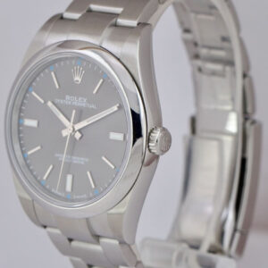 Rolex MINT Rolex Oyster Perpetual 39mm Rhodium Gray Blue Stainless Steel Watch 114300