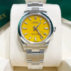 Rolex 277200 Oyster Perpetual 31mm Yellow Dial Domed Bezel Oyster Bracelet Stainless Steel