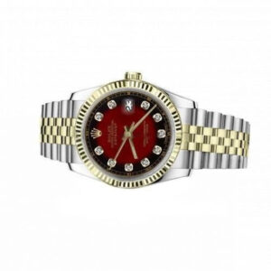 Rolex Women’s Vintage Rolex 31mm Datejust Two Tone Red Vignette Color Dial with Diamond Accent RT