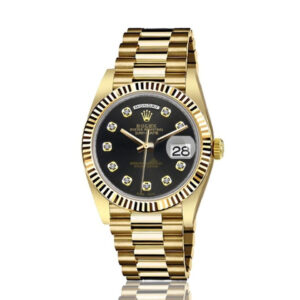 Rolex 36mm Presidential 18kt Gold Chocolate Color Dial with Diamond Accent Flutted Bezel 18038