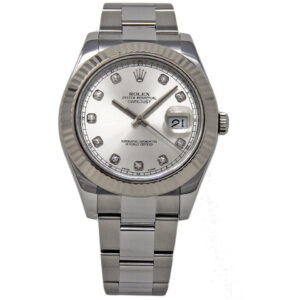 Rolex Datejust II 116334 41mm Steel White Gold Diamond Box/Paper/1YrWTY # 1099-1