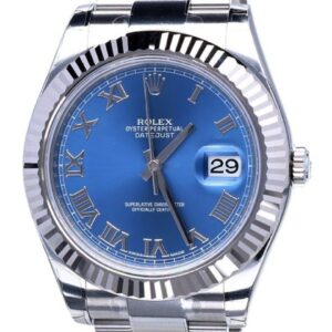 Rolex Oyster Datejust II Steel Azzurro Blue Roman Dial 41 mm // Full Set 2016