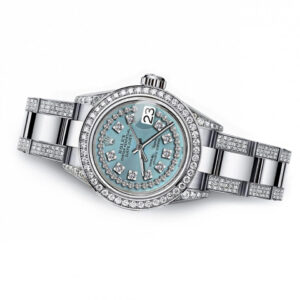 Rolex Ladies Rolex Turquoise String SP 26mm Datejust S/S Oyster Perpetual Diamond Side + Bezel & Lugs