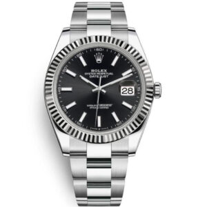 Rolex Datejust 41mm Fluted Bezel Black Stick Dial Oyster 126334 2021 NEW