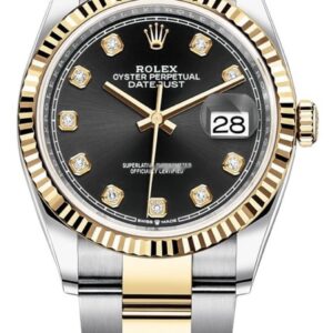 Rolex Datejust 36mm Stainless Steel and Yellow Gold 126233 Black Diamond Oyster