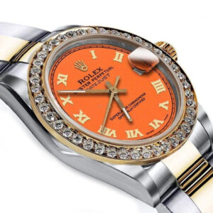 Rolex Ladies Rolex 31mm Datejust Two Tone Orange Color Roman Numeral Dial+ Bezel