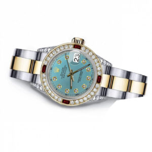 Rolex Turquoise 26mm Datejust Two Tone Diamond lugs & Rubies