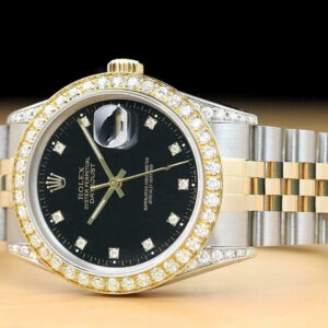 Rolex Mens Datejust Factory Diamond Dial + 2ct Diamond Bezel 18k Yg/ss Watch