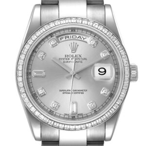 Rolex President Day-Date White Gold Diamond Dial Bezel Watch 118399