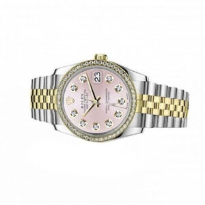 Rolex Ladies Rolex 26mm Datejust Vintage Diamond Bezel Two Tone Metallic Pink Diamond Dial