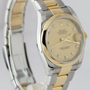 Rolex DateJust 36mm Two-Tone Gold Stainless Factory Diamond Champagne 116203