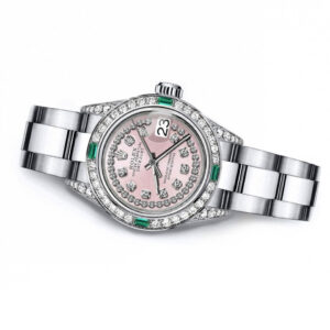 Rolex Pink String 36mm Datejust SS Diamond lugs & Emerald