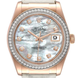 Rolex President 18k Rose Gold MOP Diamond Dial Mens Watch 116185