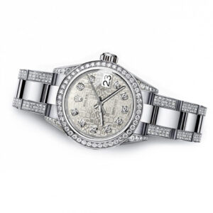 Rolex Women’s Rolex White Logo 31mm Datejust S/S Oyster Perpetual Diamond Side + Bezel & Lugs