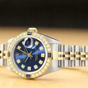 Rolex Ladies Datejust 18k Yellow Gold Sapphire Diamond & Steel Watch 79173