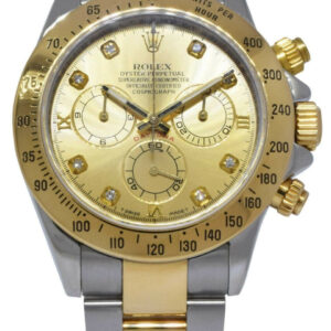 Rolex Daytona Chronograph 18k Yellow Gold/Steel Diamond Dial 40mm Watch M 116523