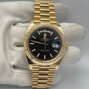 Rolex Presidential Day-Date 40mm Yellow Gold Black Diagonal Motif Dial 228238