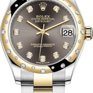 Rolex Datejust 31mm Stainless Steel and Yellow Gold 278343rbr Grey Diamond Oyster