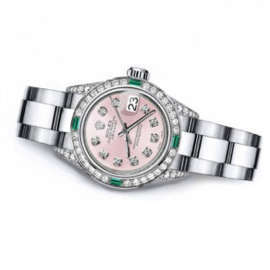 Rolex Pink 36mm Datejust SS Diamond lugs & Emerald