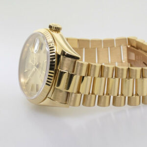 Rolex Day-Date 36mm Yellow Gold Champagne Stick Dial & Fluted Bezel 18038