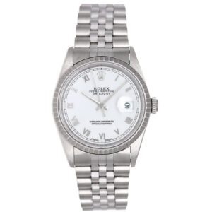 Rolex Datejust Men’s Steel Watch White Roman Dial 16220