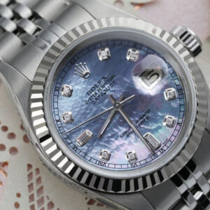 Rolex Ladies Rolex 26mm Datejust SS Tahitian MOP Mother of Pearl 8 + 2 Diamond Dial RT Deployment buckle