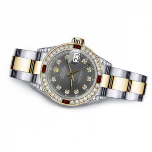 Rolex Dark Grey 36mm Datejust Two Tone Diamond lugs & Rubies