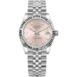 Rolex Datejust 278274 Jubilee Stainless Steel and White Gold with Pink Dial Watch