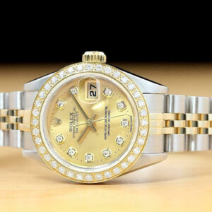 Rolex Ladies Datejust 79173 Champagne 18k Yellow Gold Diamond & Steel Watch