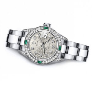 Rolex Men’s Rolex White Logo 36mm Datejust SS Diamond lugs & Emerald