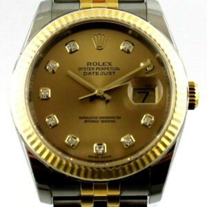 Rolex DATEJUST 116233 18k GOLD AND STEEL CHAMPAGNE FACTORY DIAMOND WATCH PAPERS