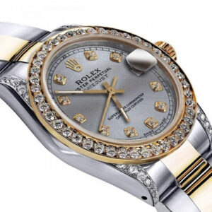 Rolex Ladies Rolex 31mm Datejust 2 Two Tone Grey Color Dial with Diamond Accent RT Bezel+ lugs