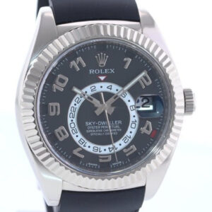 Rolex 2015 PAPERS Rolex Sky-Dweller 18K White Gold 326139 42mm Black Rubber Watch Box