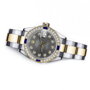 Rolex Dark Grey 31mm Datejust Two Tone Diamonds + Sapphire Bezel