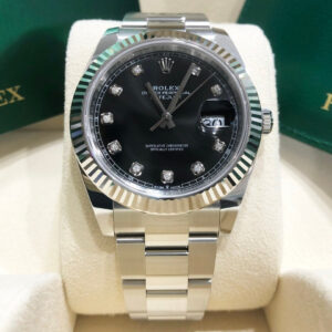 Rolex 126334 Datejust 41 Fluted Bezel Black Diamond Dial Oyster Bracelet Stainless Steel