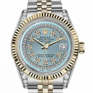 Rolex Men’s Rolex 36mm Datejust Two Tone Vintage Fluted Bezel With Lugs Ice Blue String Dial