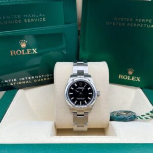 Rolex Oyster Perpetual 28mm Bright Black Dial 276200 Unworn 2021