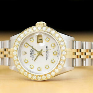 Rolex Ladies Datejust 69173 Mother Of Pearl Diamond 2-tone Watch + 1.10 Ct Bezel