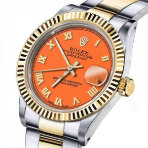 Rolex Men’s Rolex 36mm Datejust Two Tone Orange Color Roman Numeral Dial+ Classic