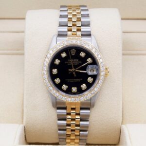 Rolex Datejust 31mm Custom 1ct VS Diamond Bezel & Custom Black Dial Women’s Watch