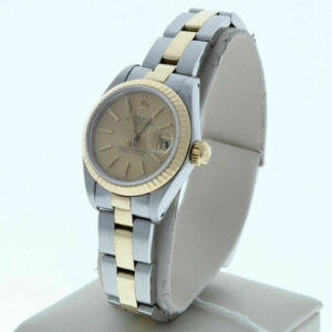 Rolex 69173 26mm Datejust Oyster Band Champagne Tapestry Dial & Fluted Bezel