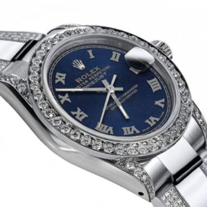 Rolex Ladies Rolex Navy Roman 26mm Datejust S/S Oyster Perpetual Diamond Side + Bezel & Lugs