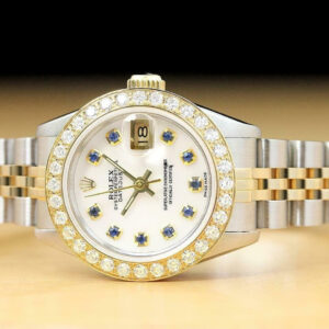 Rolex Ladies Datejust 69173 Mop Sapphire 1.1 Ct Diamond 18k Yellow Gold/ss Watch