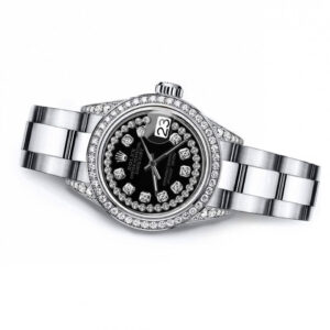 Rolex Black String 26mm Datejust Stainless Steel SS Custom Diamonds Bezel & Lugs