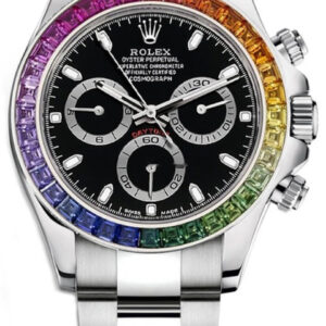 Rolex Pre Owned Steel Daytona 116520 Custom Rainbow